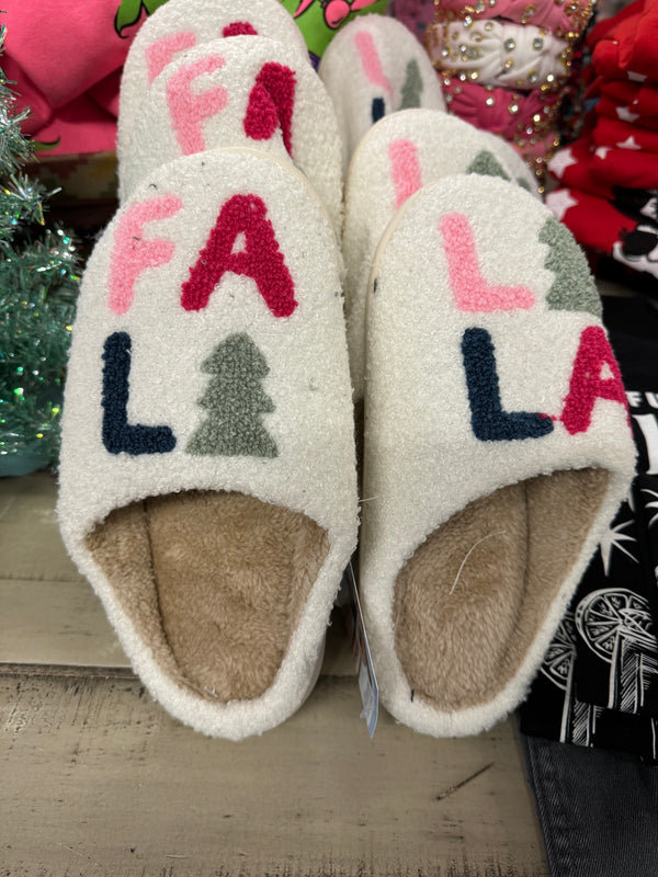 Fa La La La Christmas slippers