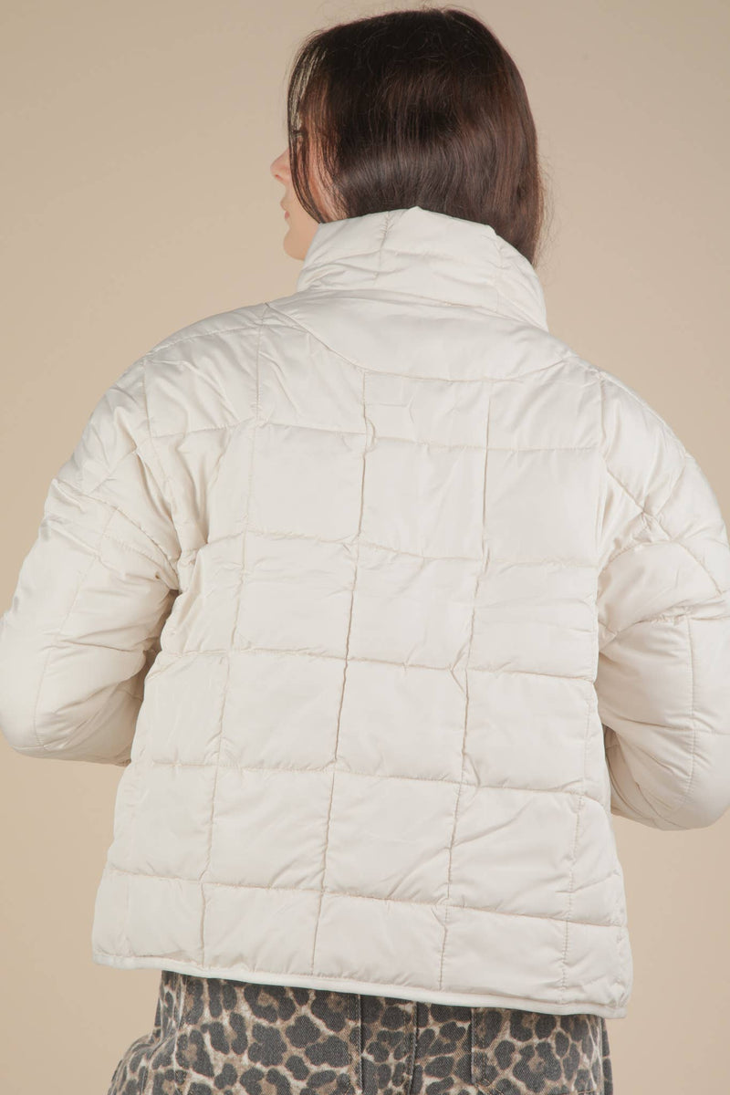 NJ90311-Solid Puffer Padded Warm Jacket