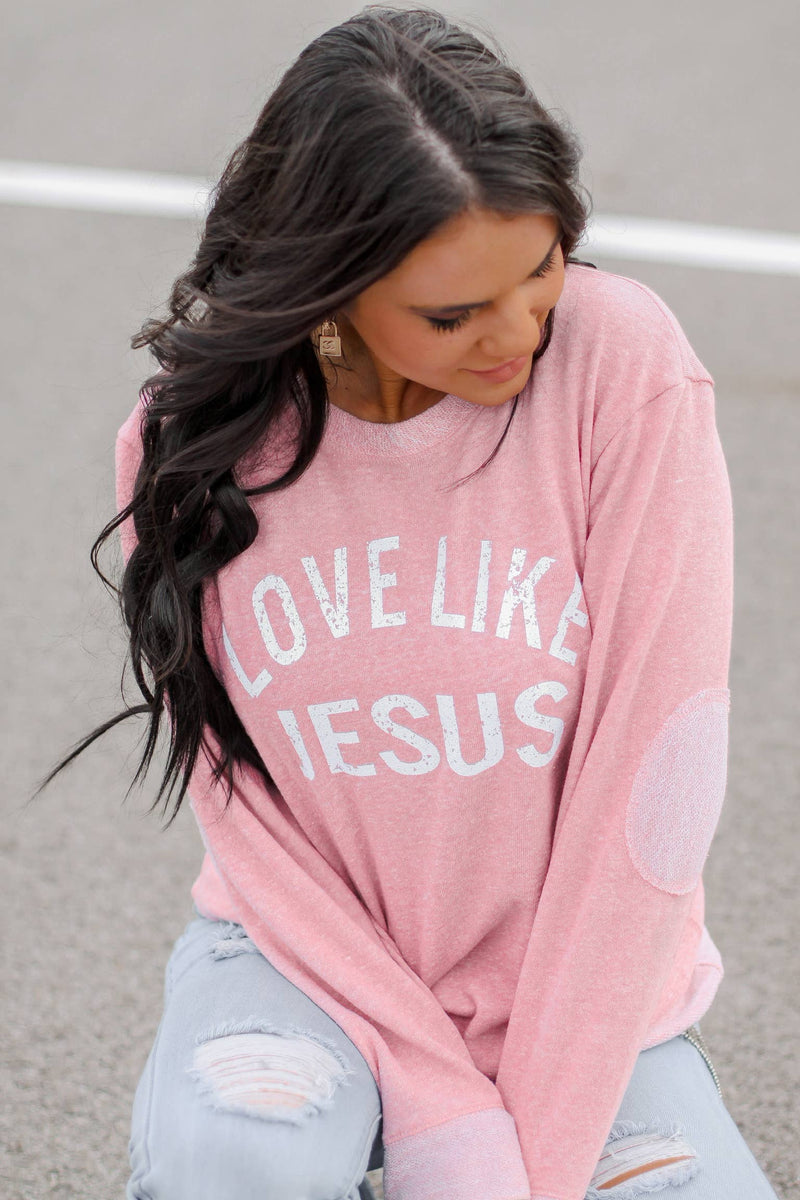 Love Like Jesus - French Terry Pink Crewneck