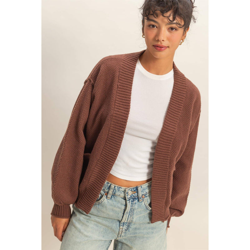 Oversized Textued Knit Cardigan Sweater