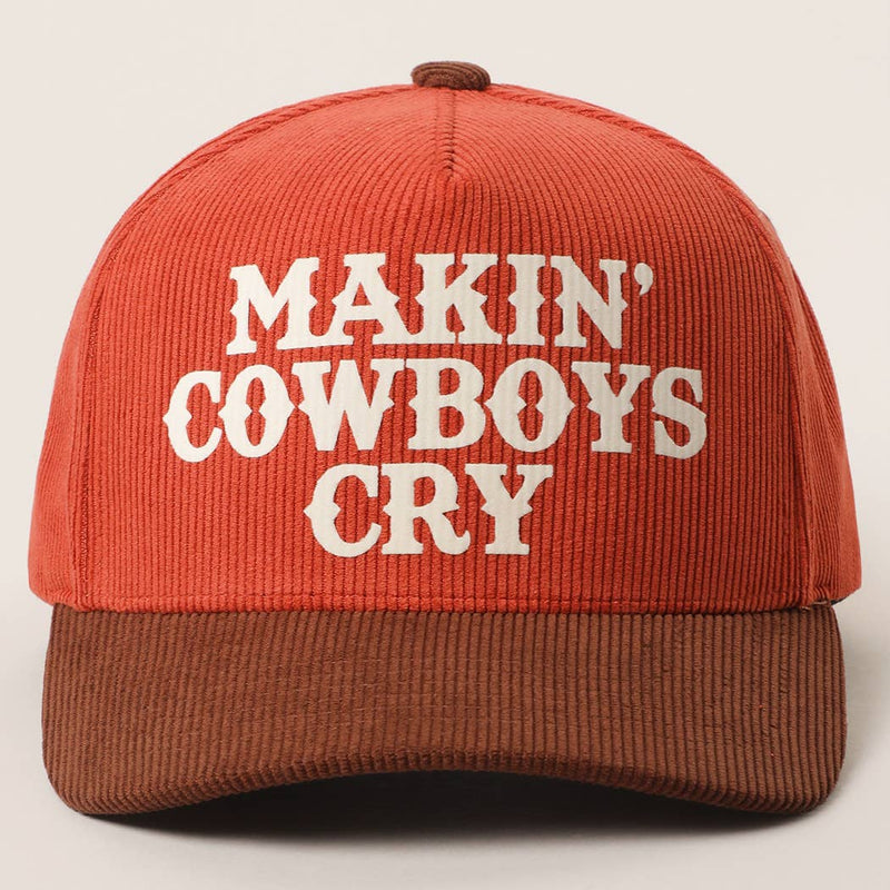 MAKIN' COWBOYS CRY Corduroy Trucker Hat: BROWN / One Size
