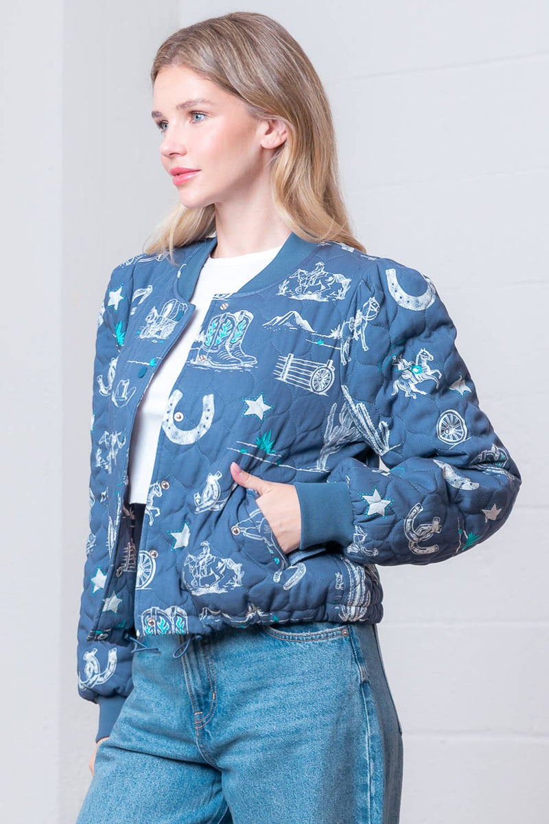 WESTERN PRINTED L/S WITH KNOTCHED COLLAR JACKET