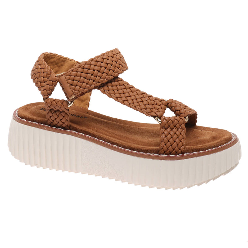 Braided strap platform sandal