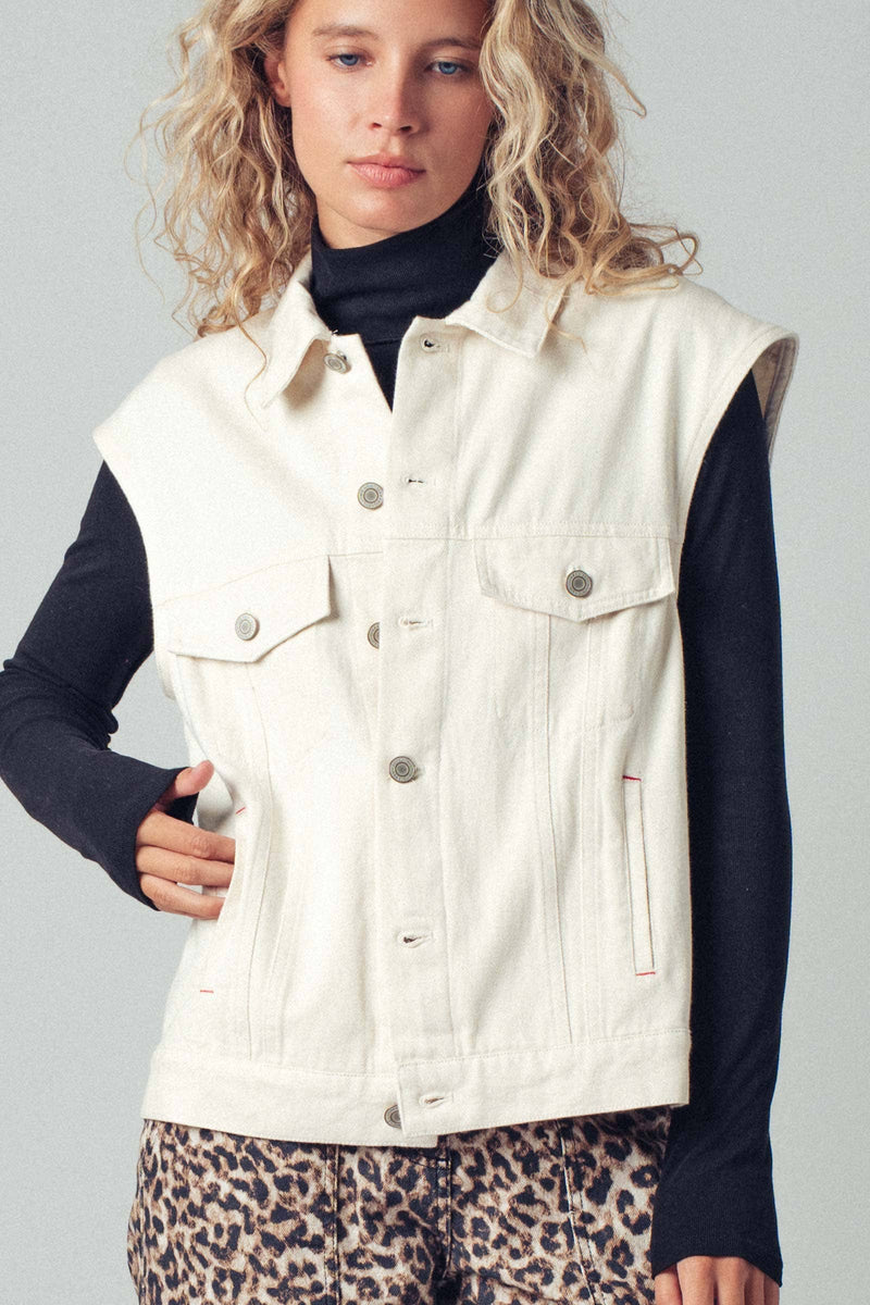 Western Sunset Embroidered Denim Vest