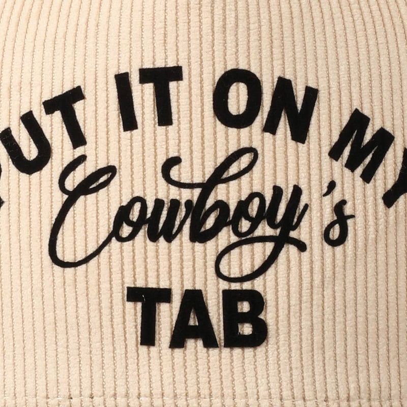 Put It On My Cowboy's Tab Two-Tone Corduroy Cap: Beige / ONE SIZE