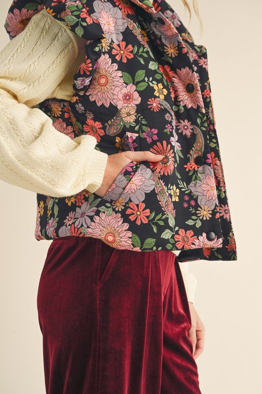 Flutter Sleeve Floral Puff Vest