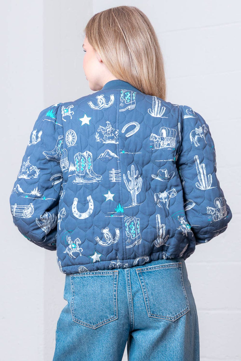 WESTERN PRINTED L/S WITH KNOTCHED COLLAR JACKET