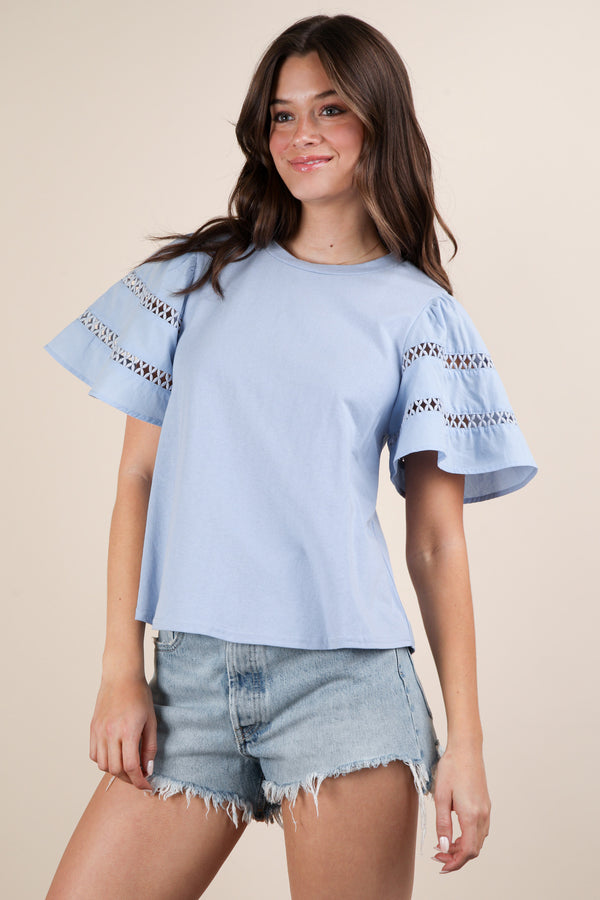 Sky Blue Bell sleeve tee