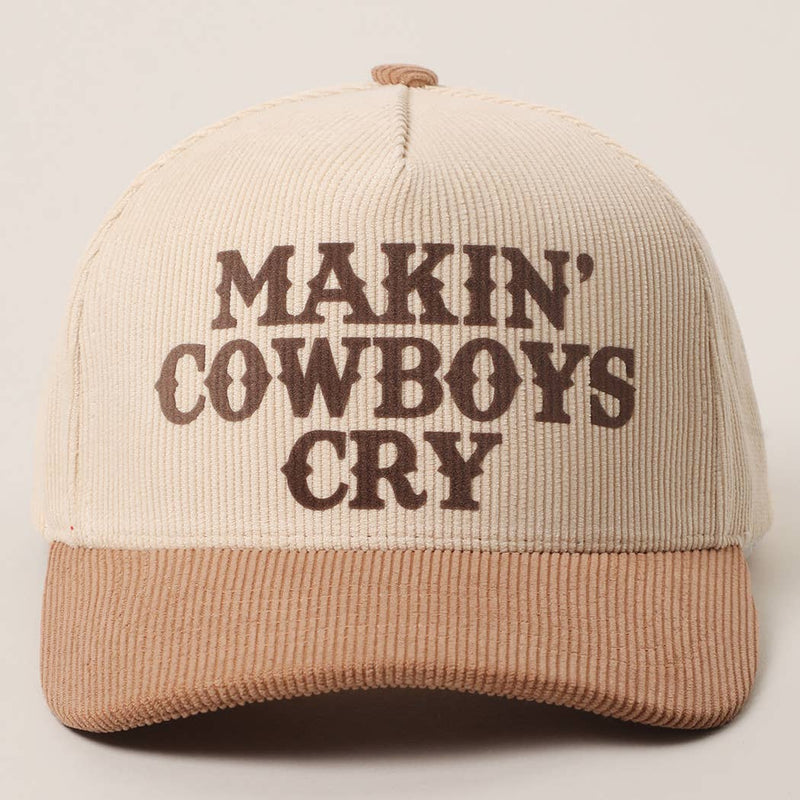 MAKIN' COWBOYS CRY Corduroy Trucker Hat: BROWN / One Size
