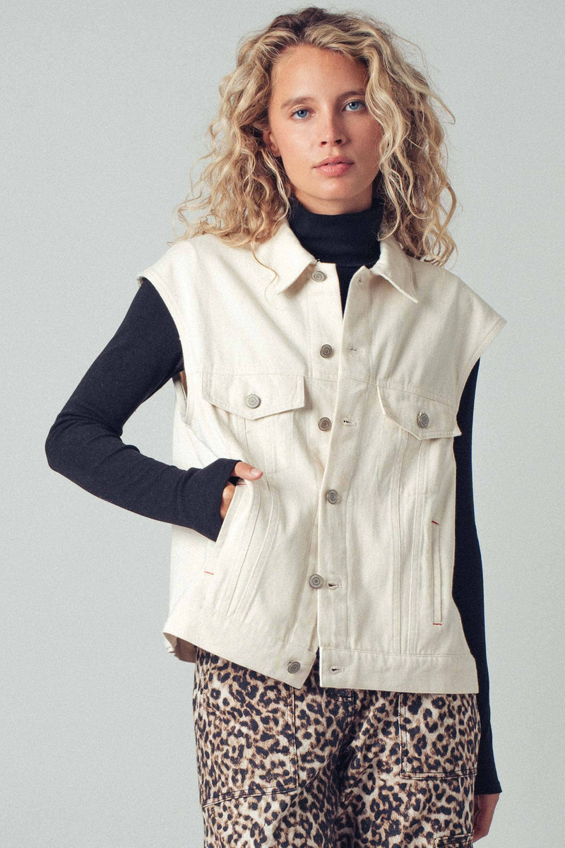 Western Sunset Embroidered Denim Vest