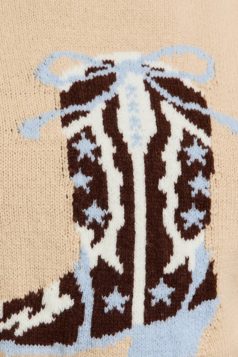 "WESTERN BOOTS" GRAPHIC CREW NECK VEST