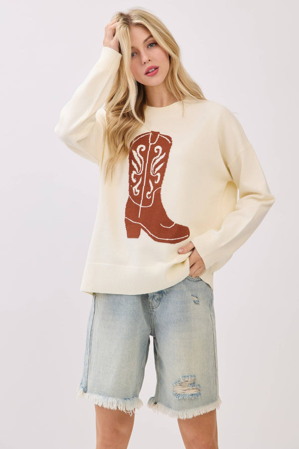 Cowboy Boot Knit Sweater