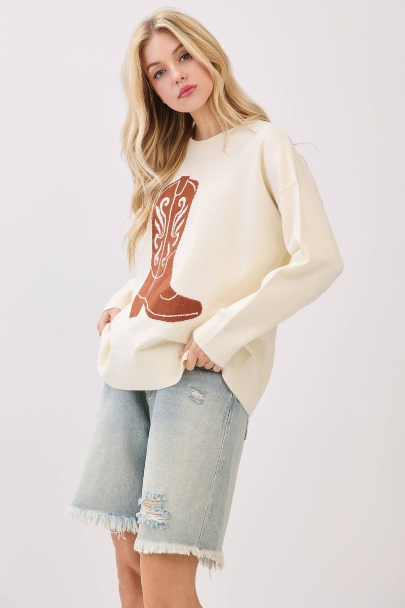 Cowboy Boot Knit Sweater