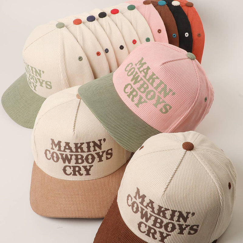 MAKIN' COWBOYS CRY Corduroy Trucker Hat: BROWN / One Size