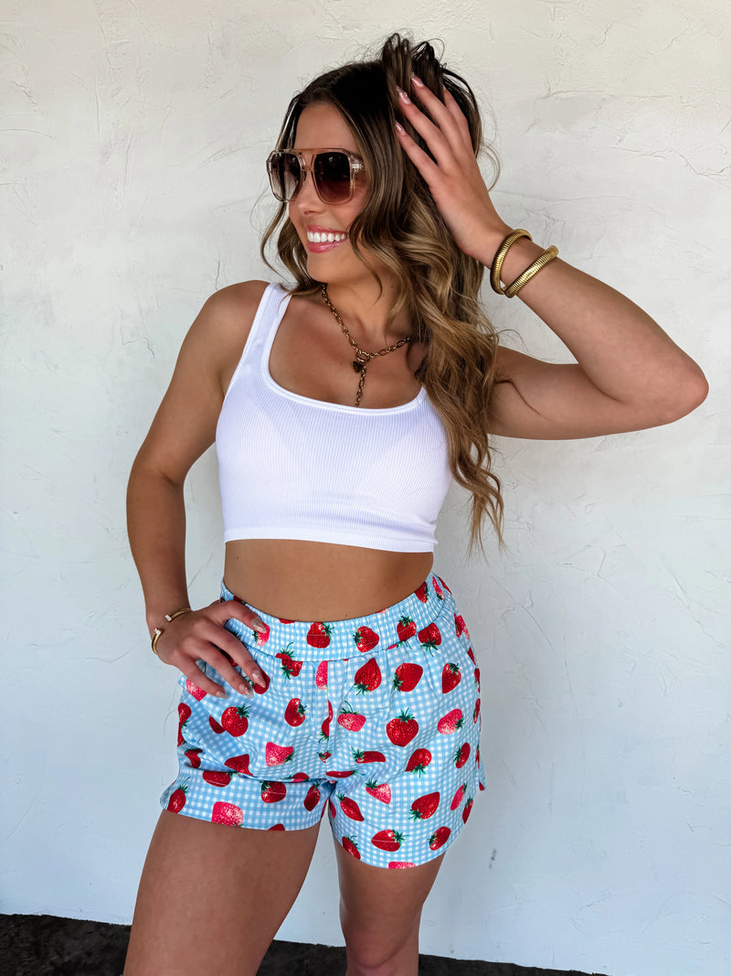 Sun & Fun Printed Shorts in Strawberry