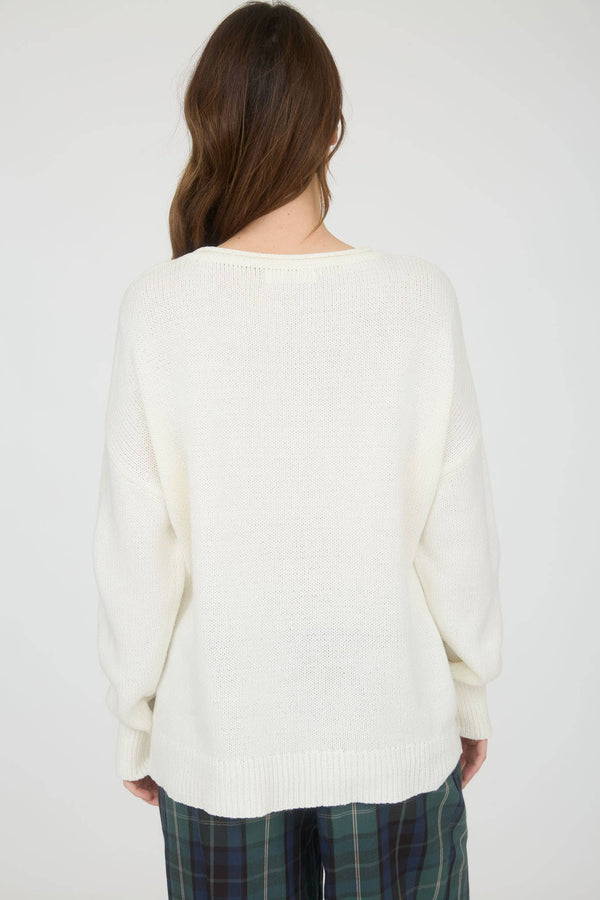 Ivory Cowboy Boots knit western sweater