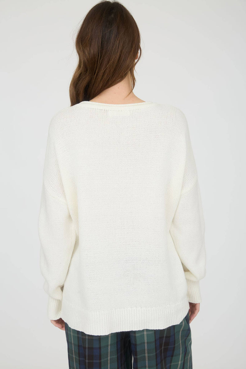Ivory Cowboy Boots knit western sweater