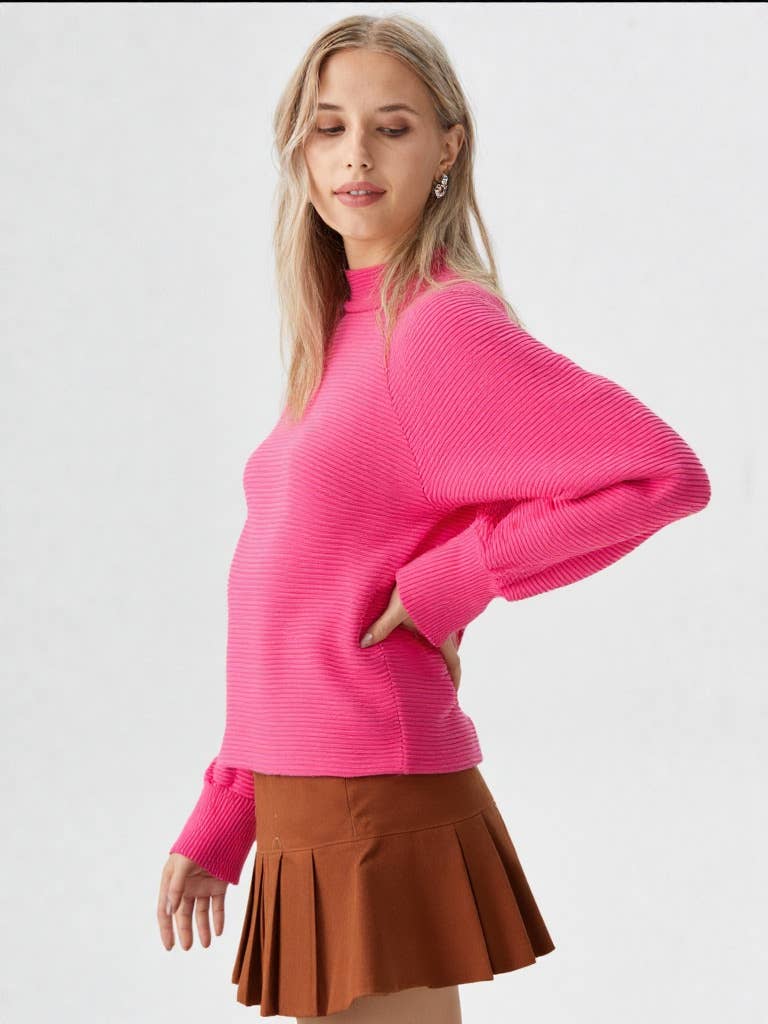 Mock Neck Textured Knit Top