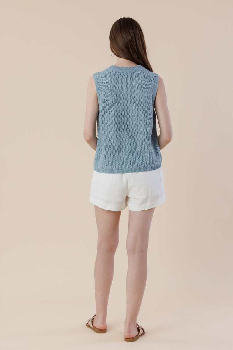 Howdy Embroidery Sweater Tank – Western Sleeveless Vest: LT. BLUE