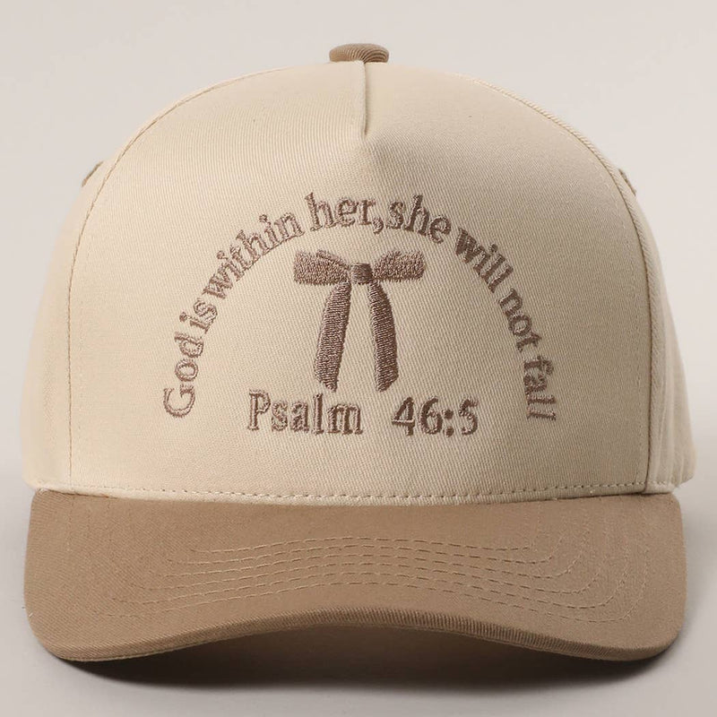 Psalm 46-5 Ribbon Embroidered Trucker Hat: BROWN / One Size