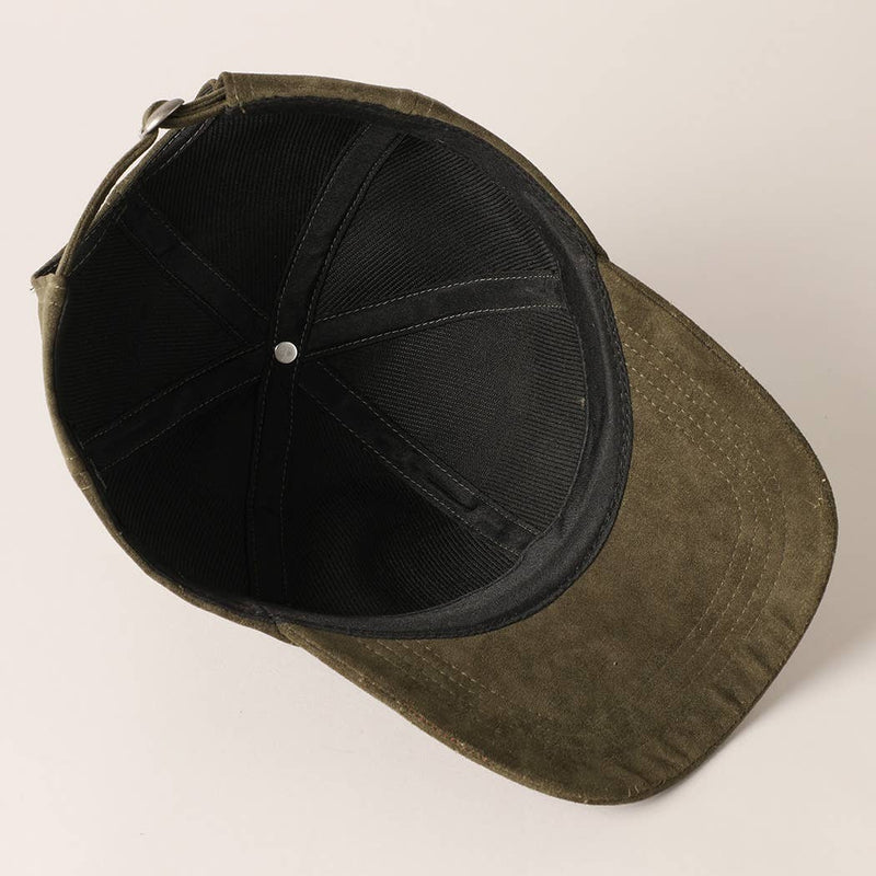 Howdy Darlin Patch Suede Baseball Cap: COGNAC / ONESIZE
