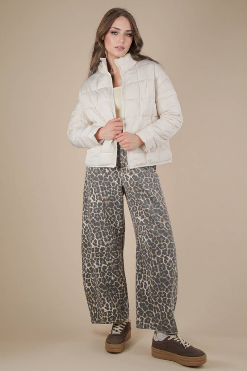 NJ90311-Solid Puffer Padded Warm Jacket