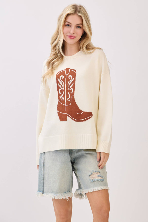 Cowboy Boot Knit Sweater