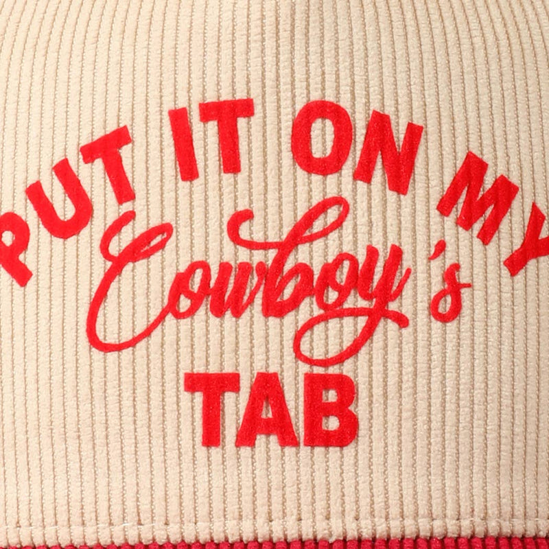 Put It On My Cowboy's Tab Two-Tone Corduroy Cap: Black / ONE SIZE