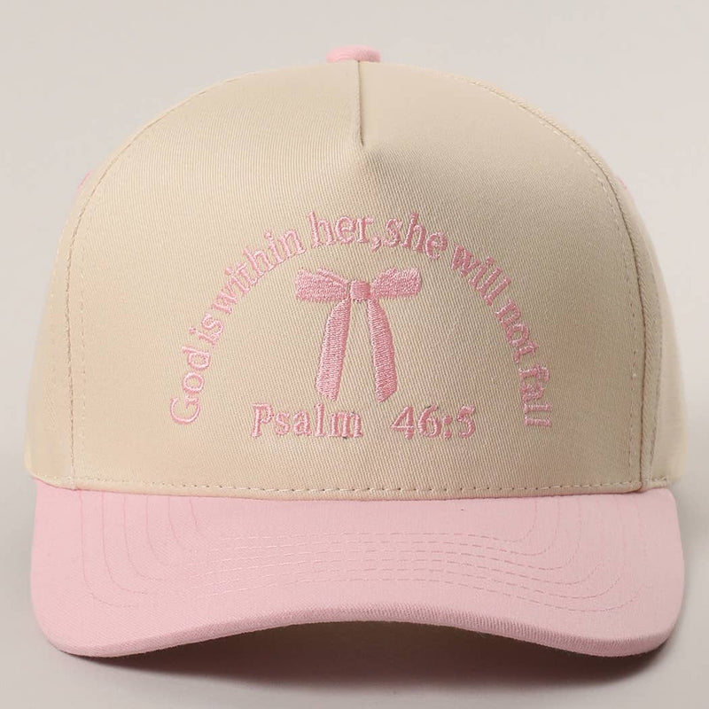 Psalm 46-5 Ribbon Embroidered Trucker Hat: BROWN / One Size