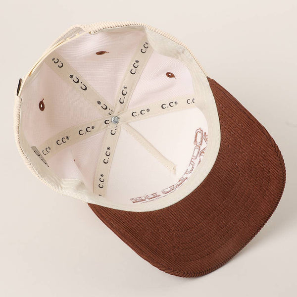COULD BE MEANER Embroidered Corduroy Trucker Hat: BROWN / One Size