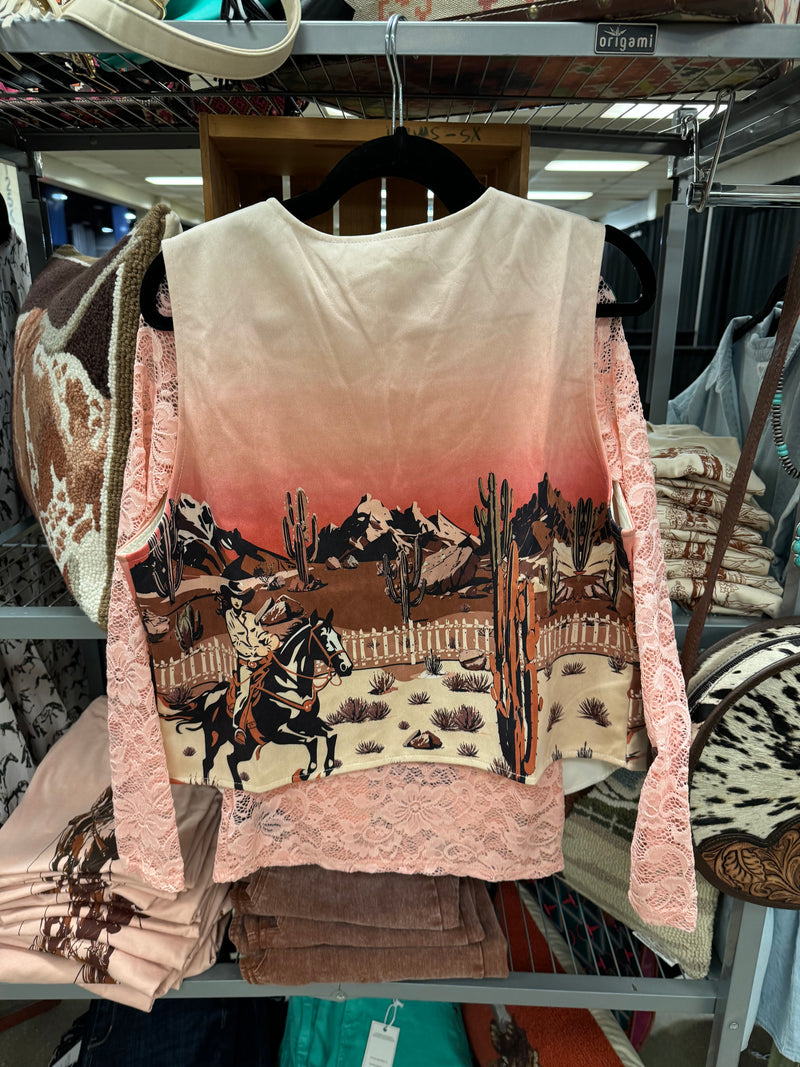 Western Riding Sunset Printed Vest