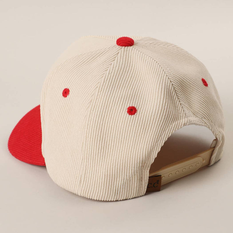 Howdy Holidays 3D Text Embroidery Corduroy Hat: RED / One Size