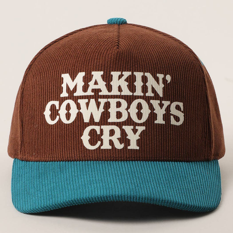 MAKIN' COWBOYS CRY Corduroy Trucker Hat: BROWN / One Size