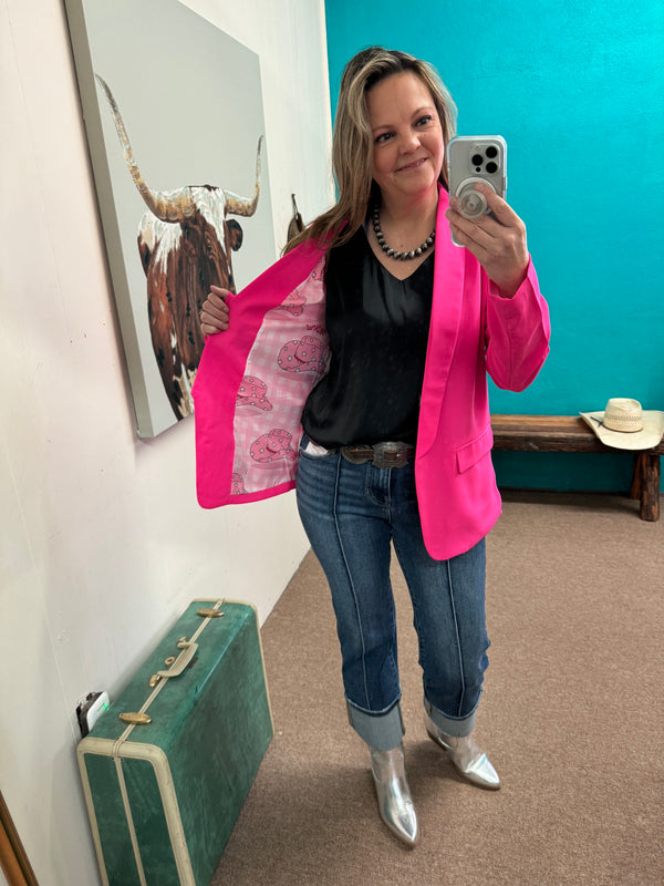 Hot Pink Boss Lady Blazer *reg/plus size*