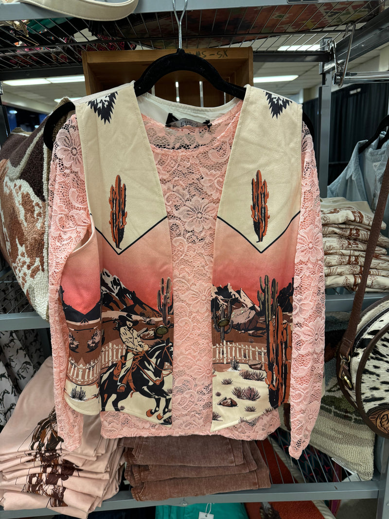 Western Riding Sunset Printed Vest