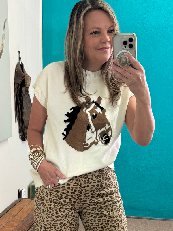 Horse western sweater vest