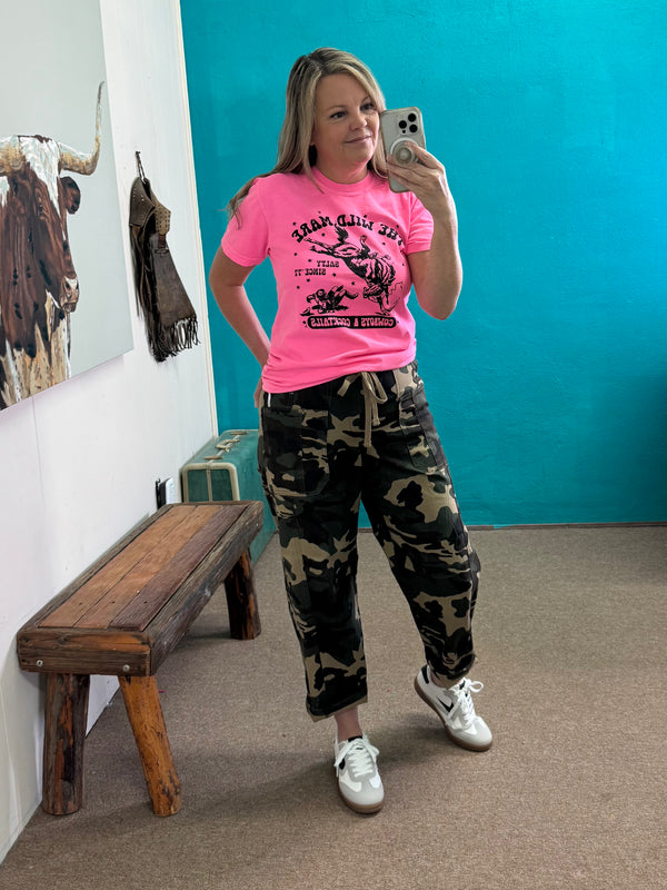 Risen Camo Mid Rise Fit Barrel Slung Pants