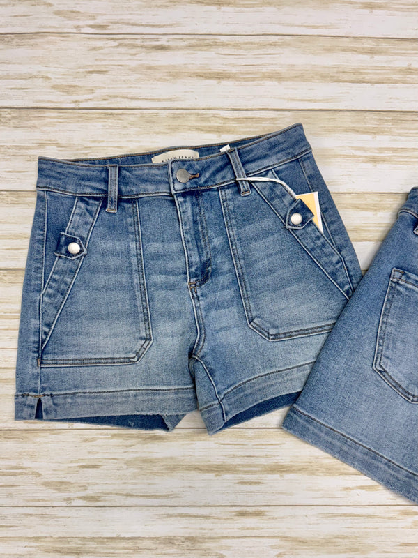 Risen High Rise Patched Pocket Shorts