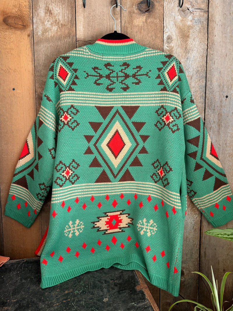 Jade Aztec Long Sleeve Knit Cardigan