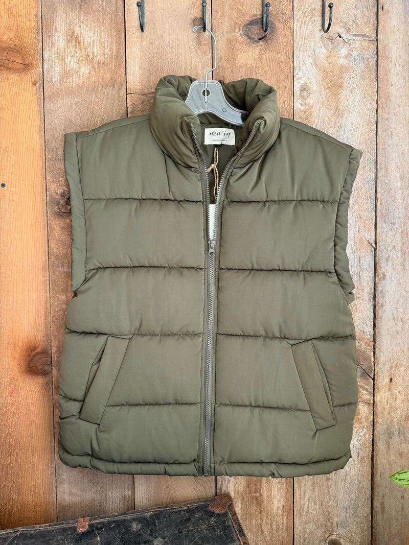 Olive puffer vest