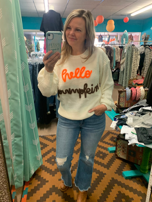 Hello Pumpkin Round Neck Sweater