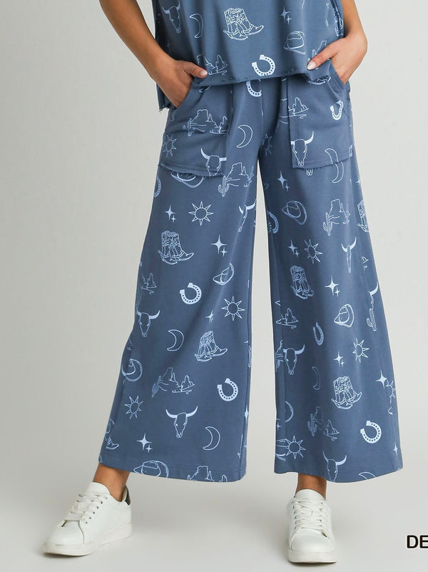 Western Print French Terry Lounge Pants