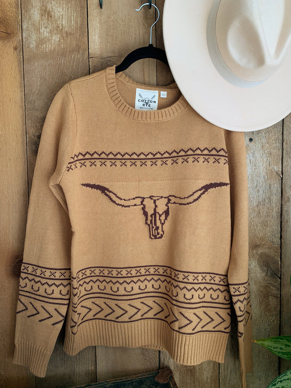 Cotton & Rye Camel Longhorn Sweater