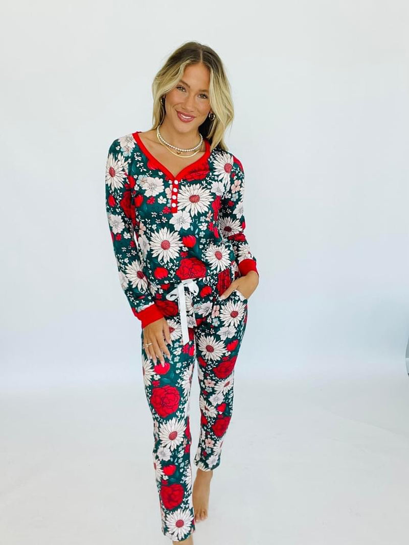 Shirley & Stone Christmas Boho Flower Pajamas Set