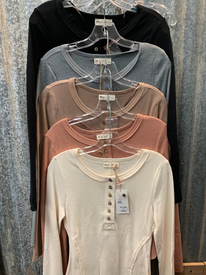 Cozy Brushed Henleys *6 colors*