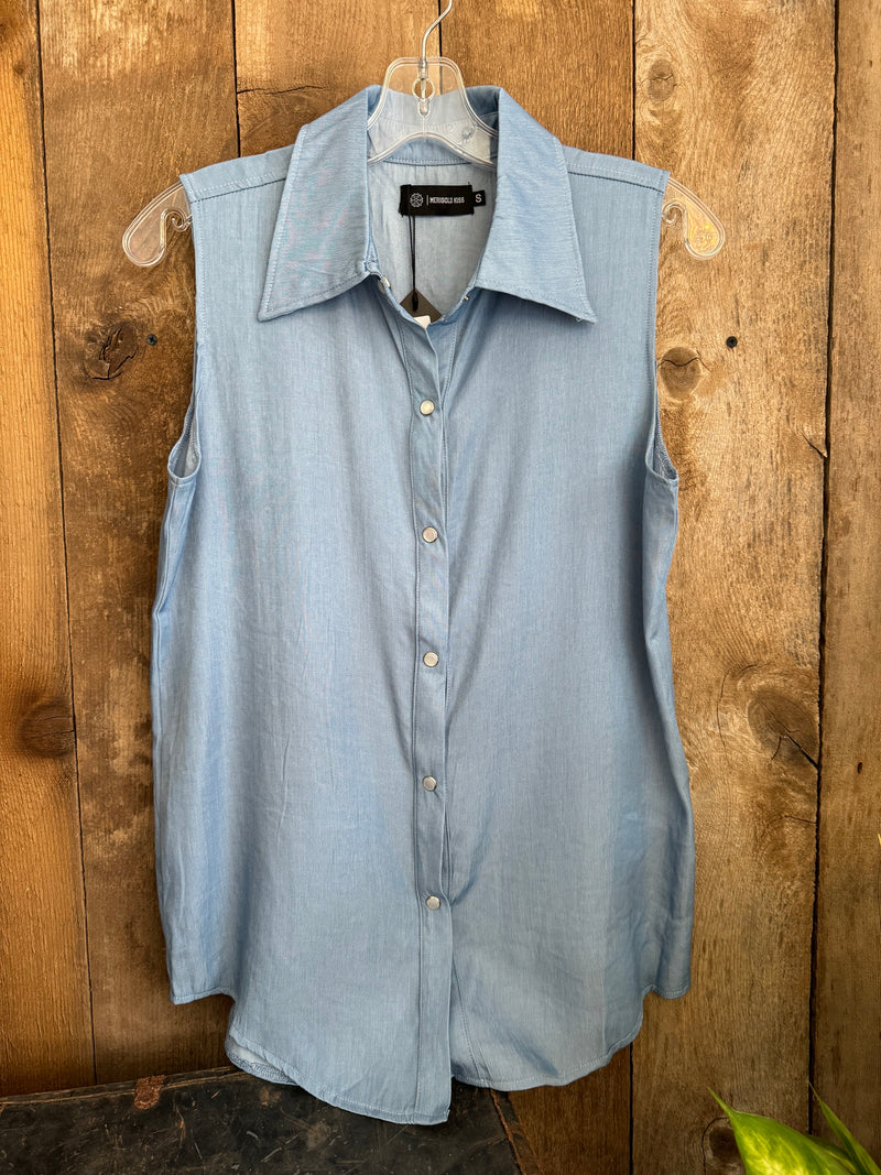 Western Satin Yoke Button Up Top