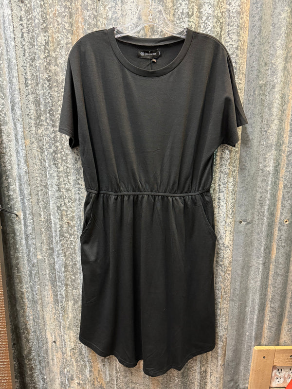 Black T-Shirt Dress with cinch waist
