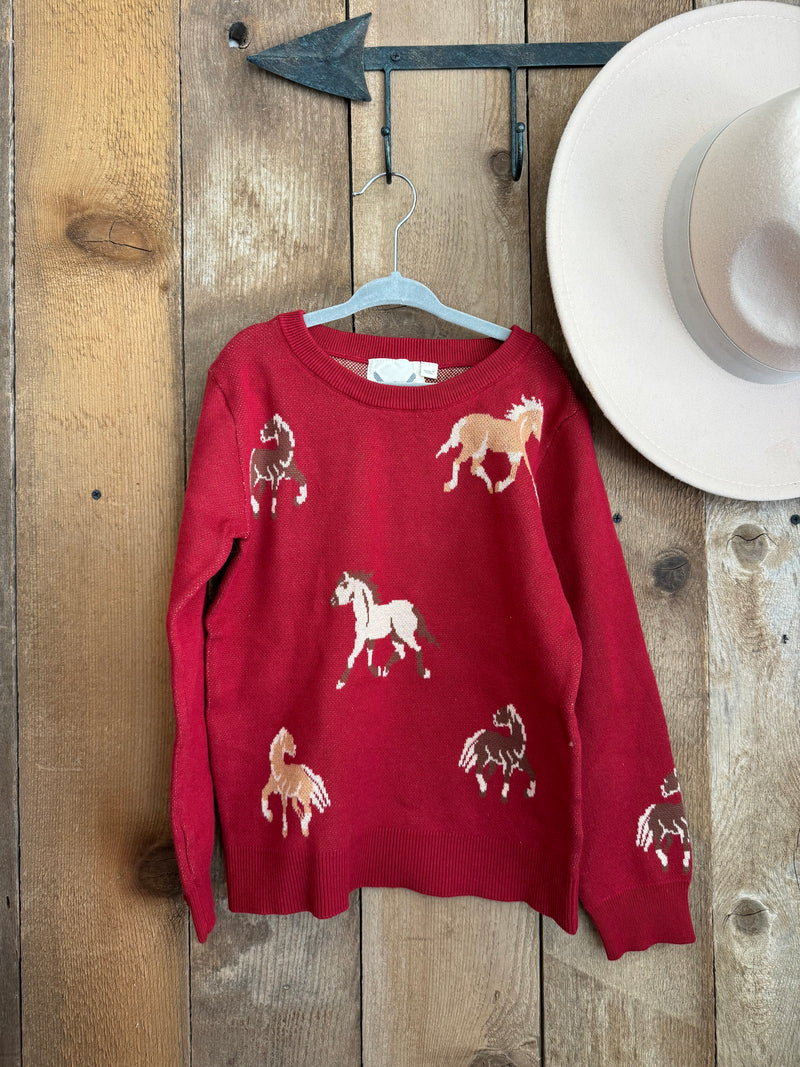 Cotton & Rye GIRLS Horse print sweater