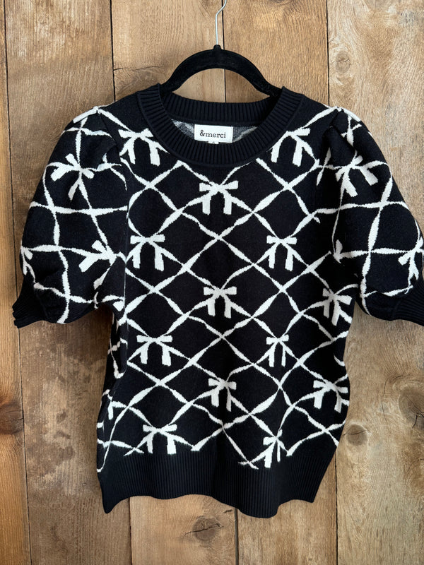 Diamond Ribbon Bow Pattern Sweater