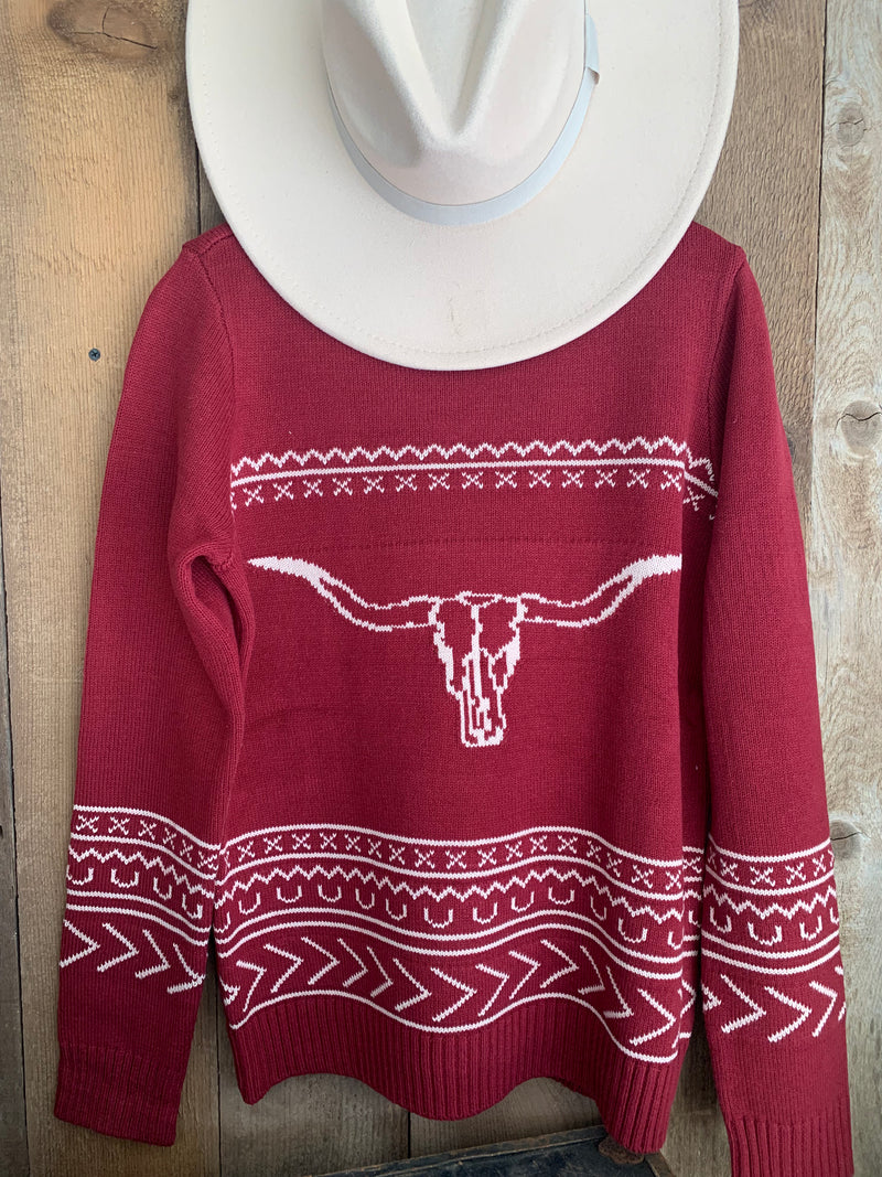Cotton & Rye Wine Longhorn Sweater